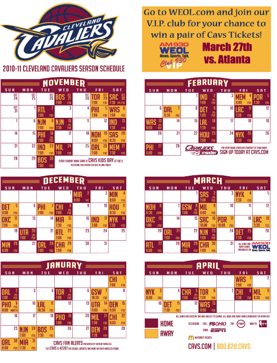 2025-2025 Cavs Schedule